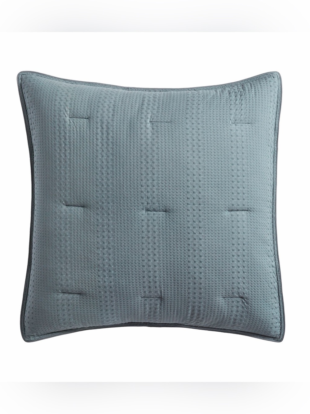 Pottery Barn Waffle Weave Honeycomb Cotton Comforter Euro Pillow Sham Steel Blue